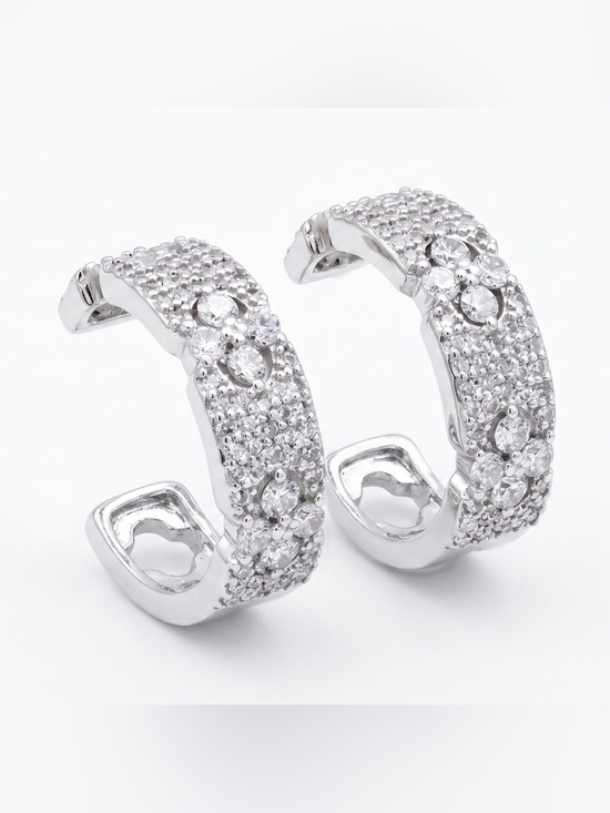 Jewelry - CZ SILVER FLORET HOOP EARRINGS